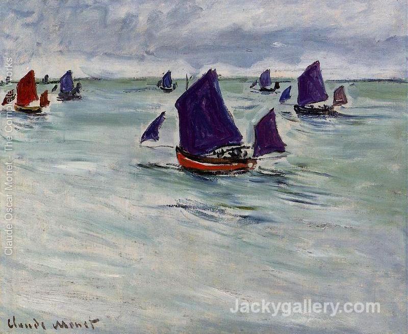 Fishing Boats Off Pourville by Claude Monet paintings reproduction